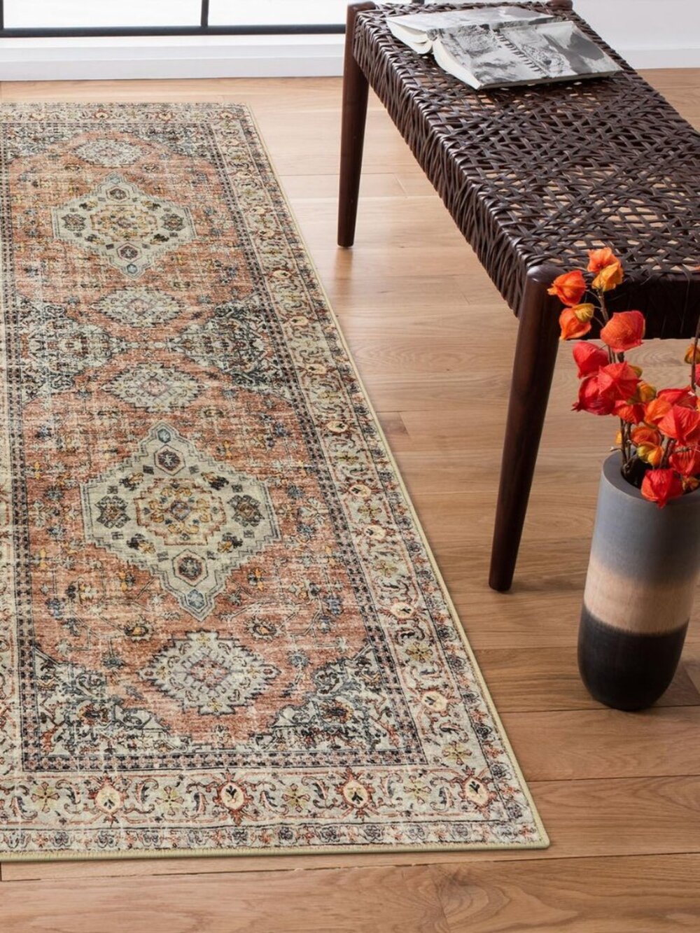 Oriental Washable Runner Rug, 2x6 Runner Rugs for Hallway Kitchen